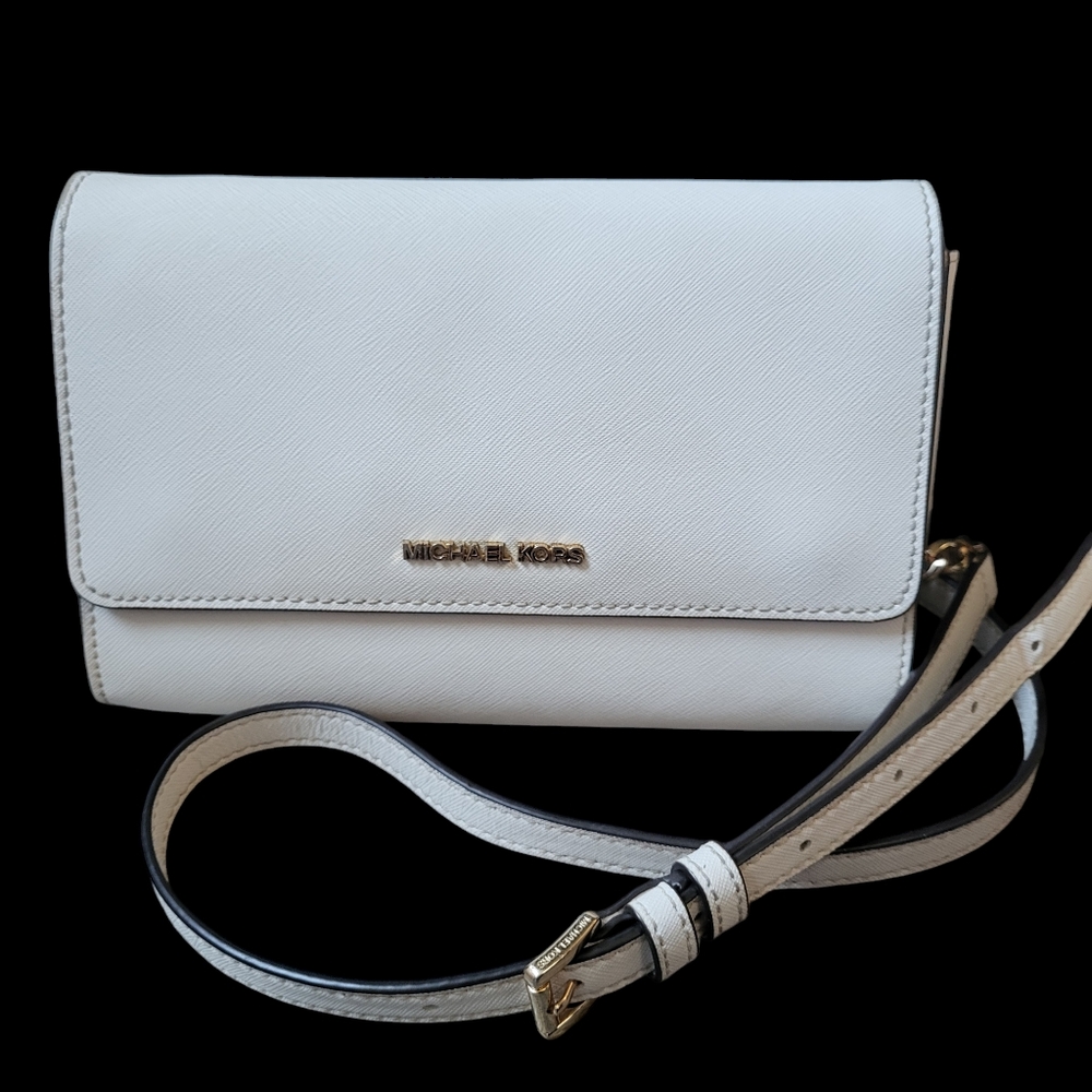 Michael Kors Jet Set Travel 3 IN 1 Crossbody Bag Wristlet Clutch Light Cream